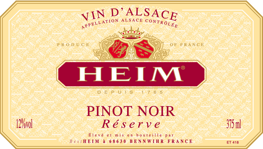 Pinot Noir Réserve Heim 2006 Médaille d'Or à Paris 37,5Cl